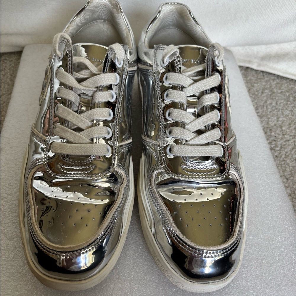 Tory Burch Clover Court Silver Sneakers
